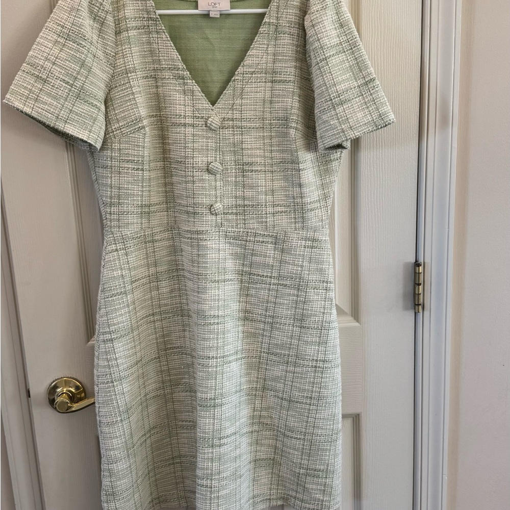LOFT Pale Green Tweed Mini Dress